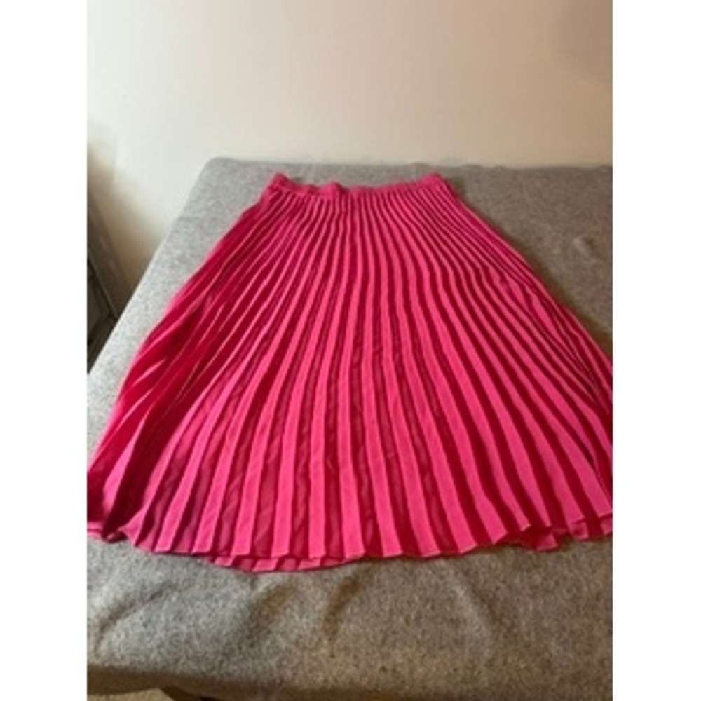 Dennis Basso Pink Pleated Maxi Skirt Elastic Waist Size M Preppy Quiet Luxury
